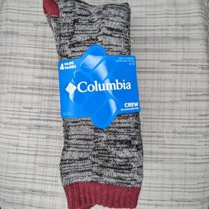 Columbia* Men's Reinforced Heel &Toe 4 Pair Cotton Blend Crew Socks~ Size 6"-12"